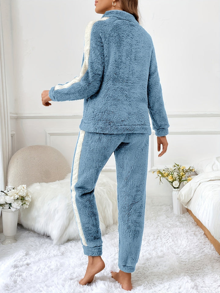 Women's soft plush lounge set, two-piece comfort wear for home, perfect sleepwear.