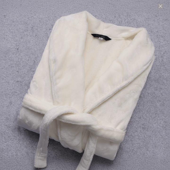 Stylish women's plush winter robe, cozy comfort loungewear with a flattering tie belt.