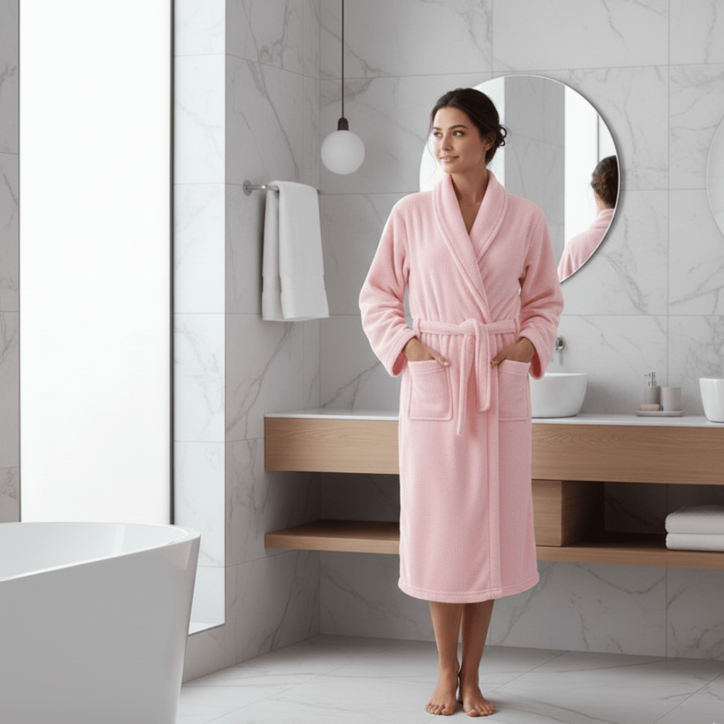Ultra-soft women's plush winter loungewear robe, providing ultimate cozy comfort.
