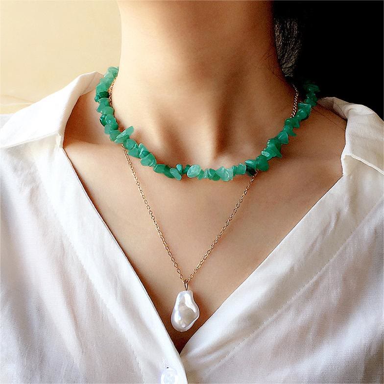 Women's polished crystal pendant necklace, a stylish natural gemstone for her.