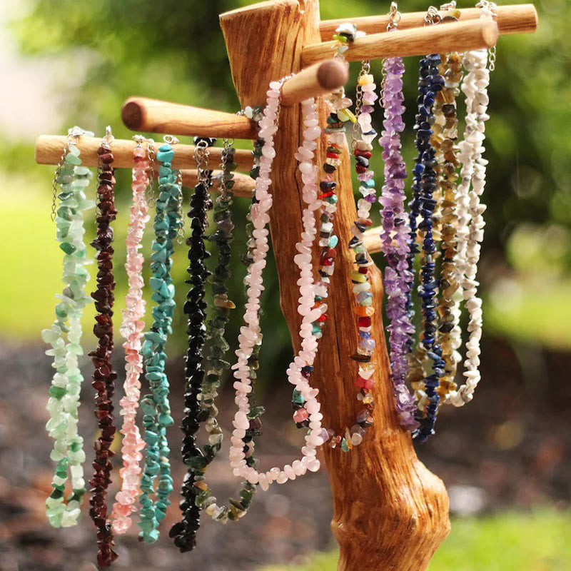 Elegant polished crystal pendant, natural stone necklace for women, adjustable & unique.