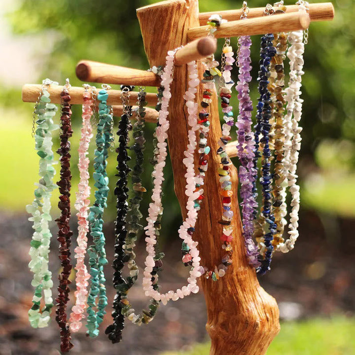 Elegant polished crystal pendant, natural stone necklace for women, adjustable & unique.