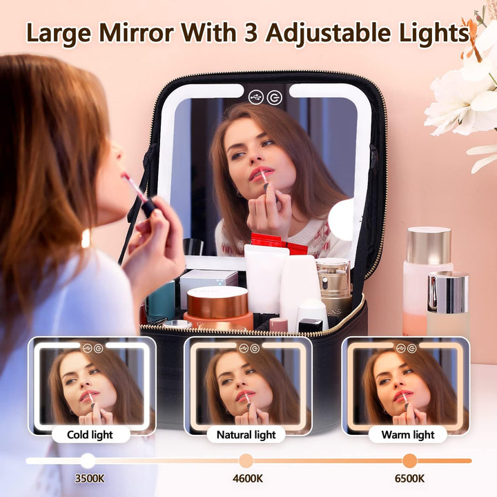 Portable LED makeup organizer for women, a sleek accessory for on-the-go beauty routines