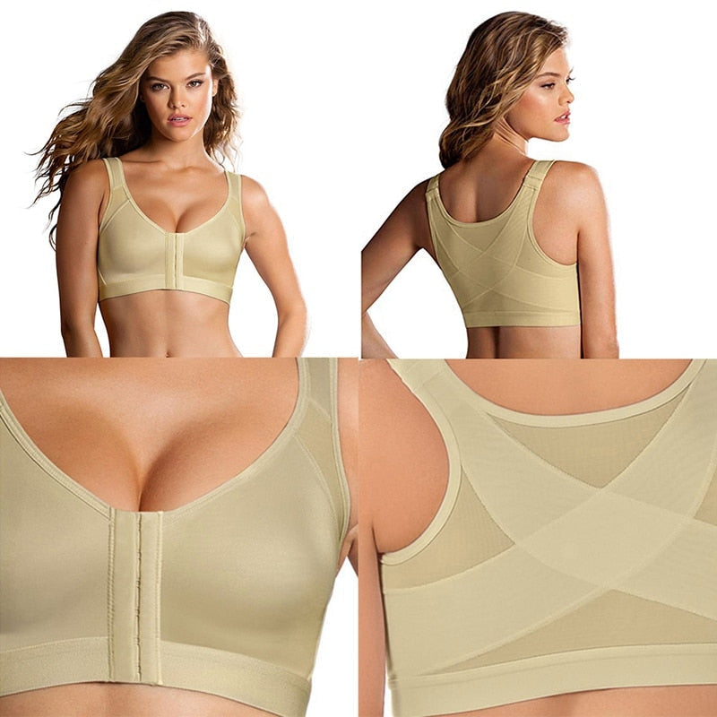 Women's corrective bra for back pain relief, promoting better posture & comfort.