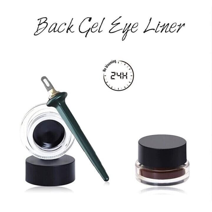 Black/brown gel eyeliner & tool kit for women, offering smudge-proof, waterproof, and precise cosmetic application.