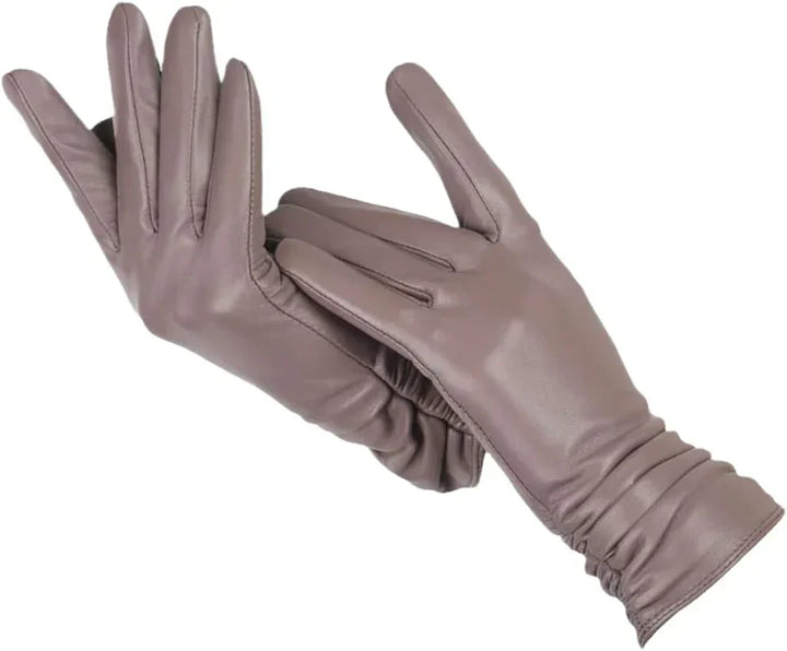 Durable women's leather gloves, designed with a thick wool lining for ultimate cold weather warmth