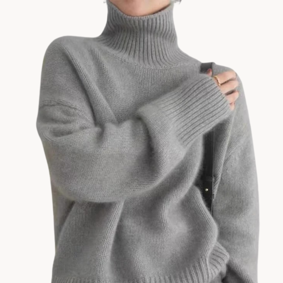 Warm & cozy women's knit turtleneck sweater. Essential fall & winter fashion for ultimate comfort.