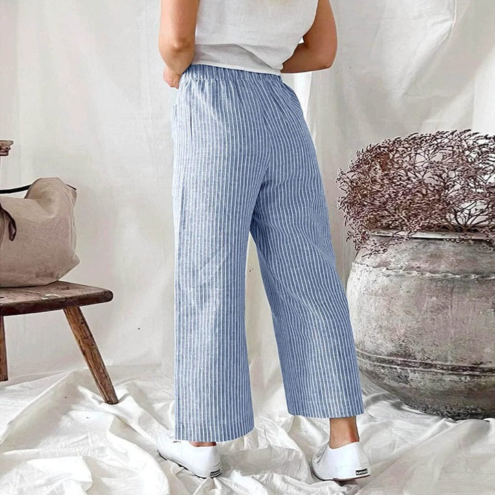 Premium Sophia linen trousers for women, stylish & comfortable, suitable for warm weather.
