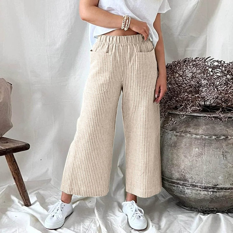 Relaxed fit women's linen pants, breathable and perfect for stylish, eco-friendly casual wear.