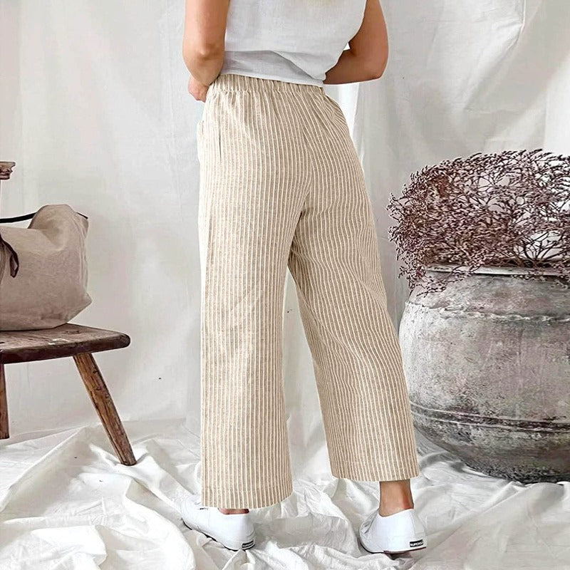 Chic women's linen trousers for spring & summer, offering ultimate comfort and a breathable feel.