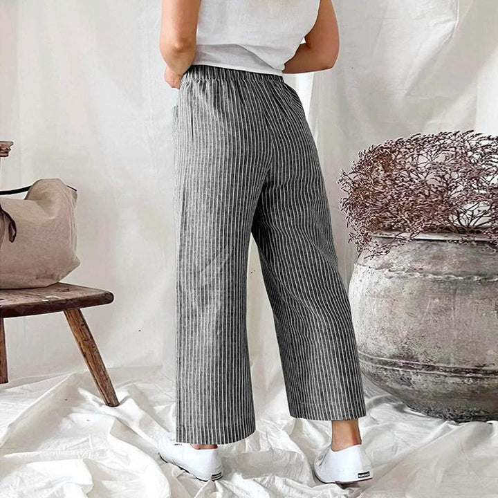 Stylish women's premium linen pants, designed for breathable comfort and a relaxed, elegant look.
