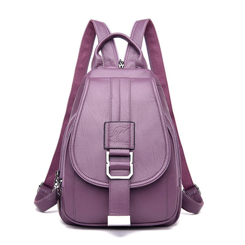 Premium genuine leather women's backpack, water-resistant for everyday style.