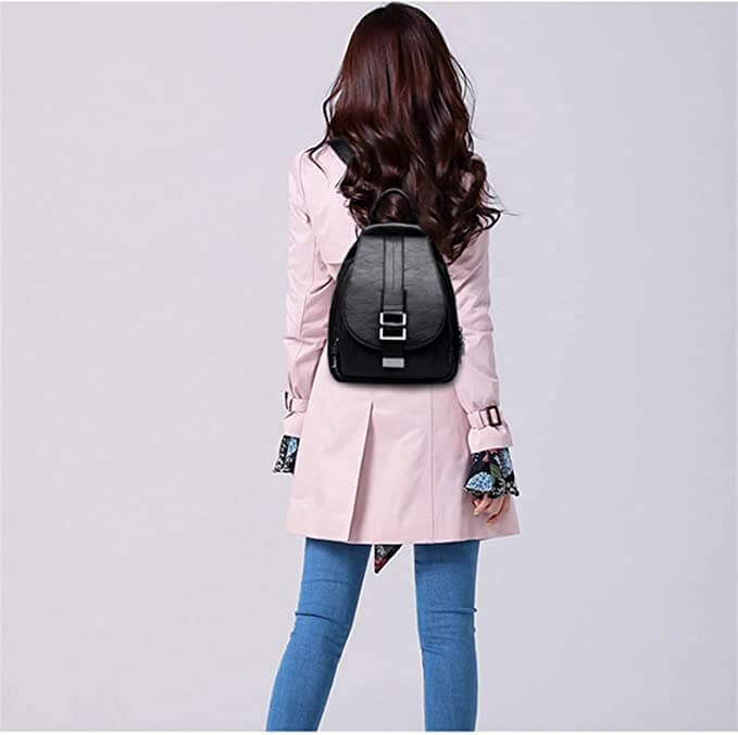 Versatile water-resistant genuine leather women's backpack for work or weekend.