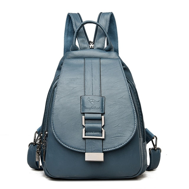 Elegant women's premium leather backpack, water-resistant for sophisticated daily use.