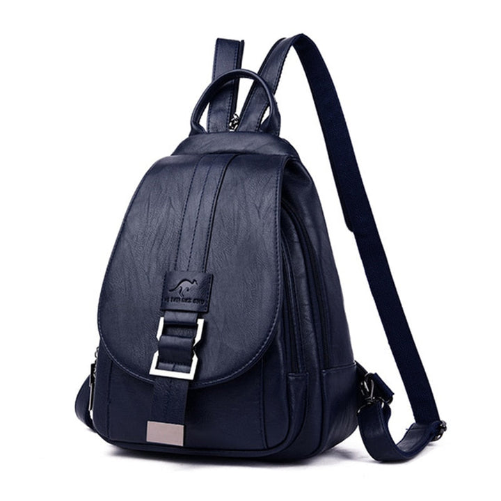 Durable water-resistant genuine leather women's backpack for daily adventures.