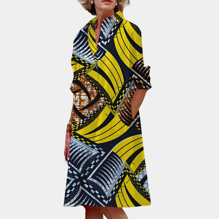 Vibrant floral print midi dress for women, Ysolde, offering a comfortable and stylish summer look