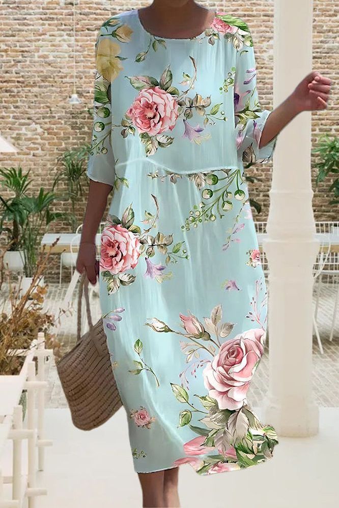 Stylish women's printed midi dress in a relaxed fit, showcasing a unique pattern for chic summer fashion.