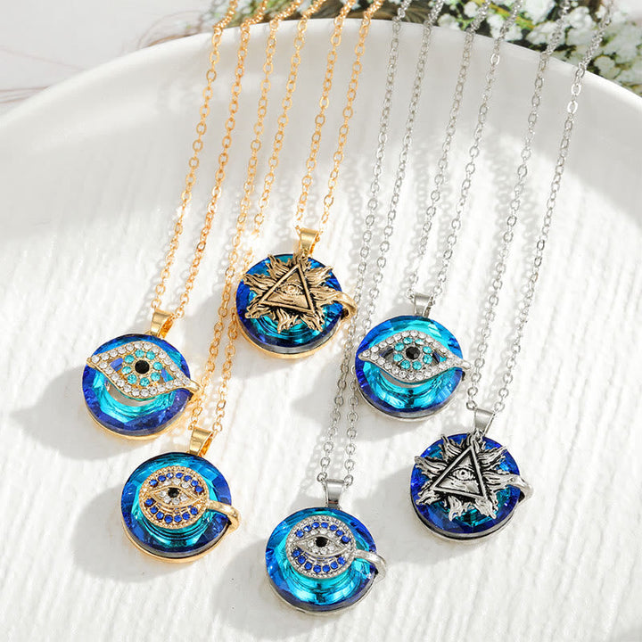 Women's Protective Evil Eye Necklace, a spiritual amulet symbolizing strength & protection. Adjustable fashion jewelry.