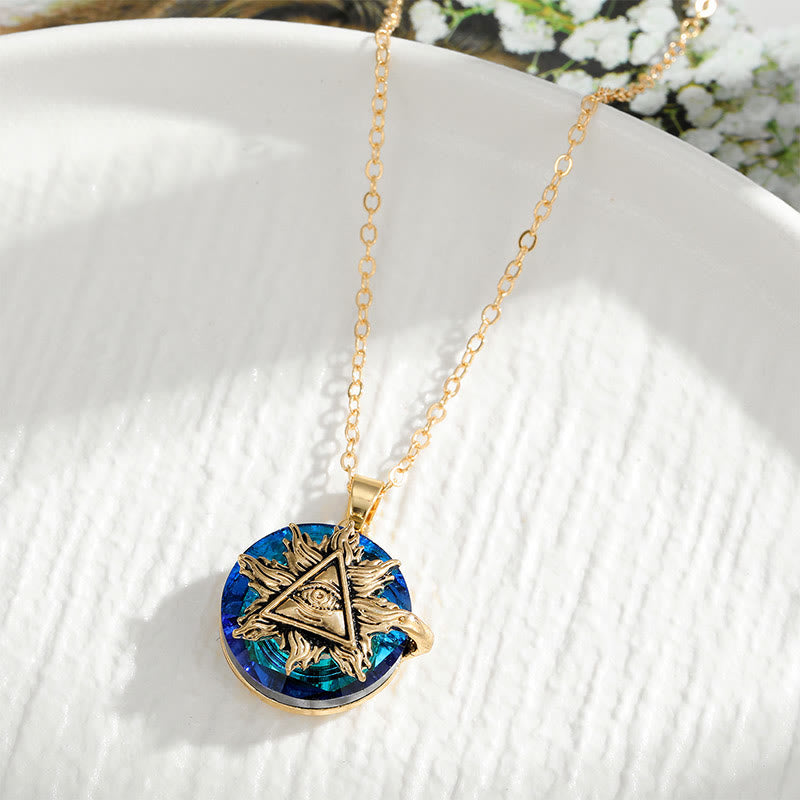 Women's Protective Evil Eye Necklace on display. A symbolic spiritual amulet & adjustable fashion jewelry for good fortune.