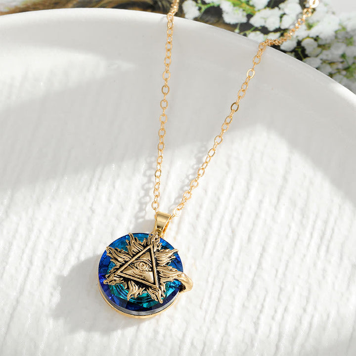 Women's Protective Evil Eye Necklace on display. A symbolic spiritual amulet & adjustable fashion jewelry for good fortune.