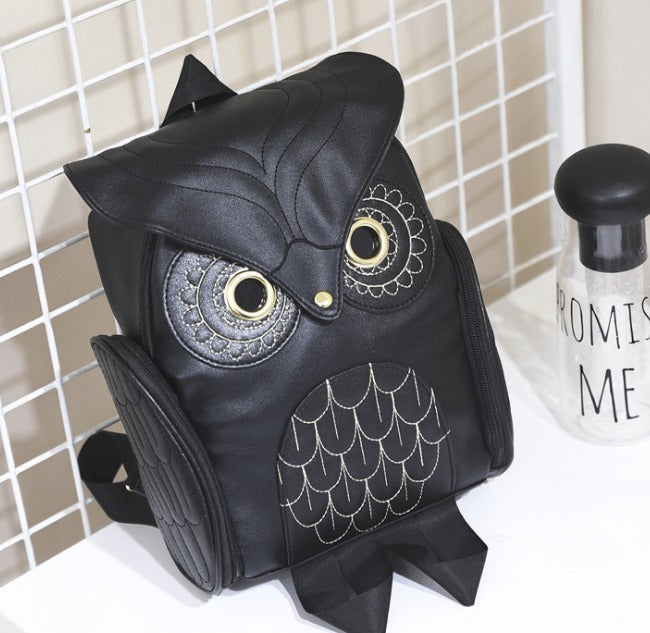 Practical and cute women's PU leather owl backpack, a multi-pocket essential for any outfit.
