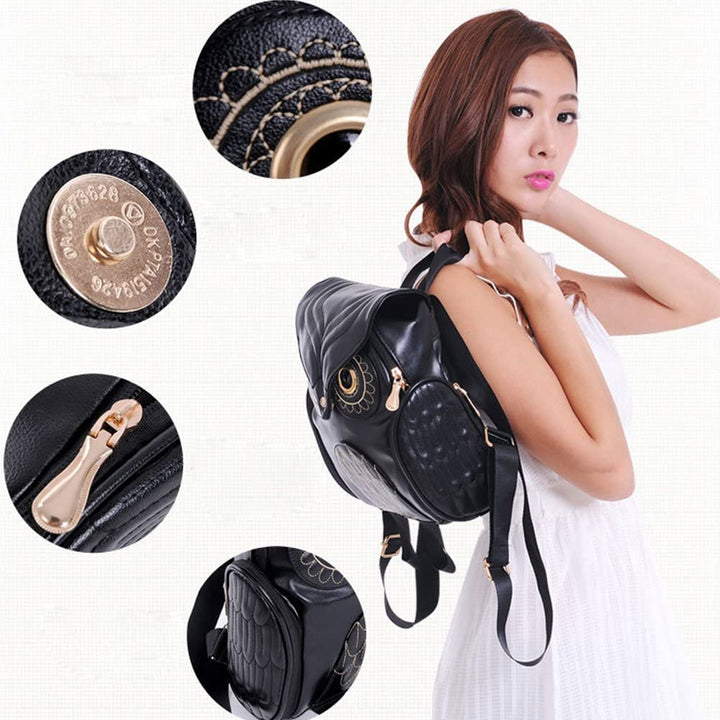 Cute owl print fashion backpack for women, featuring a practical multi-pocket design