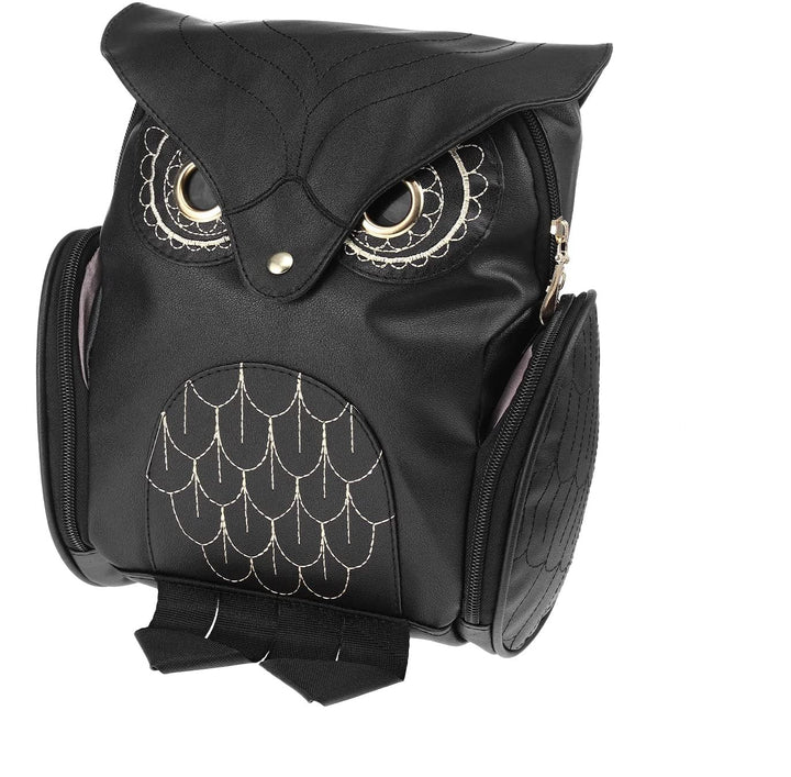 Owl print women's daypack in high-quality PU leather, designed with many pockets