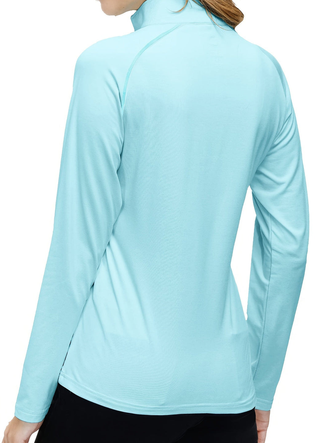 Women's long sleeve sports top, quarter zip, perfect for gym & outdoor workouts.