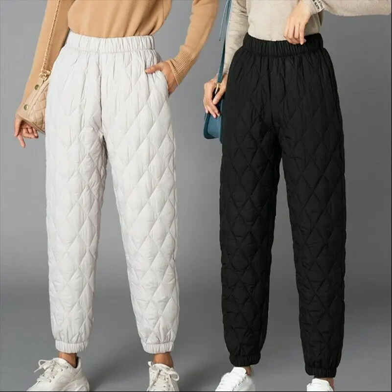 Women's quilted puffer joggers, warm & chic for ultimate winter comfort.