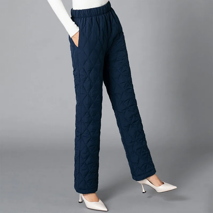 Winter essential women's quilted puffer joggers, ultimate warmth, comfort & style.