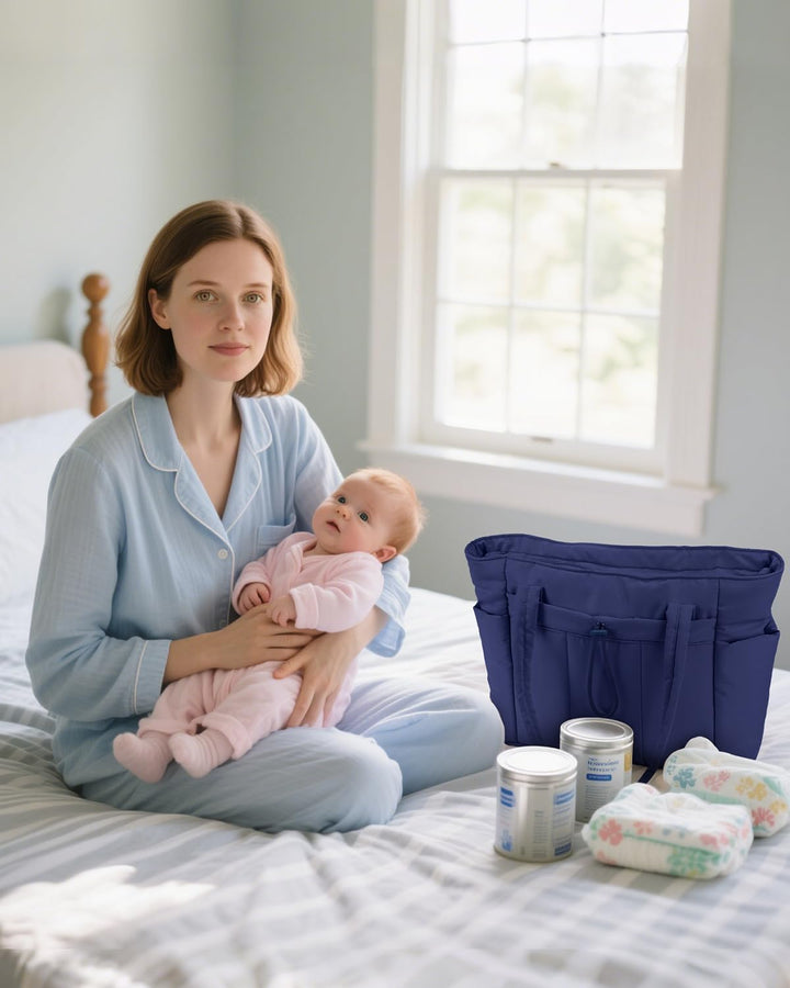Women's statement quilted puffer work tote, laptop sleeve, cup holder & fashion-forward.