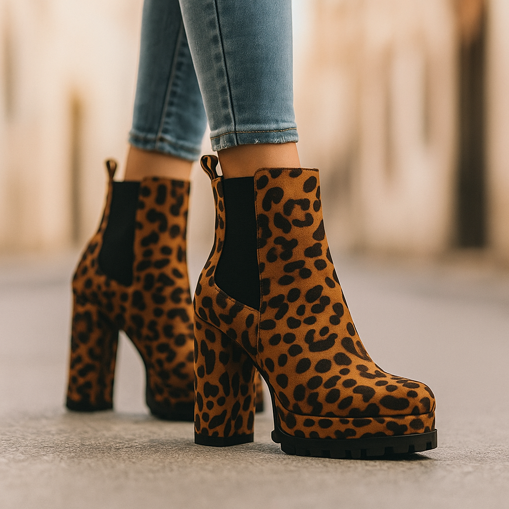 Red Ravona Rise block heel boots. Women's fashion footwear with stable block heels & orthopedic support.