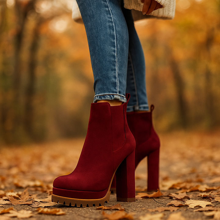Leopard print Ravona Rise block heel boots. Women's chic ankle boots for going out with confidence.