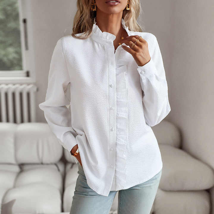 Vibrant printed long sleeve women's blouse, a rebellious fashion top & bold statement piece.