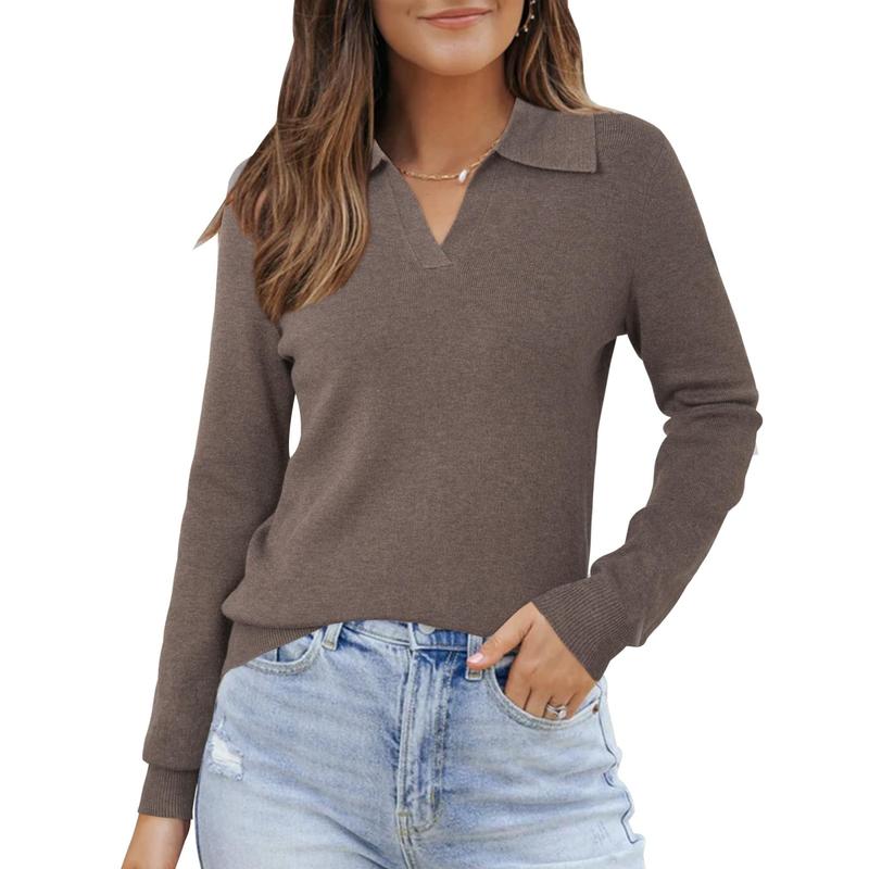 Tailored fit women's knit collared top in a sophisticated beige, perfect for everyday elegance.
