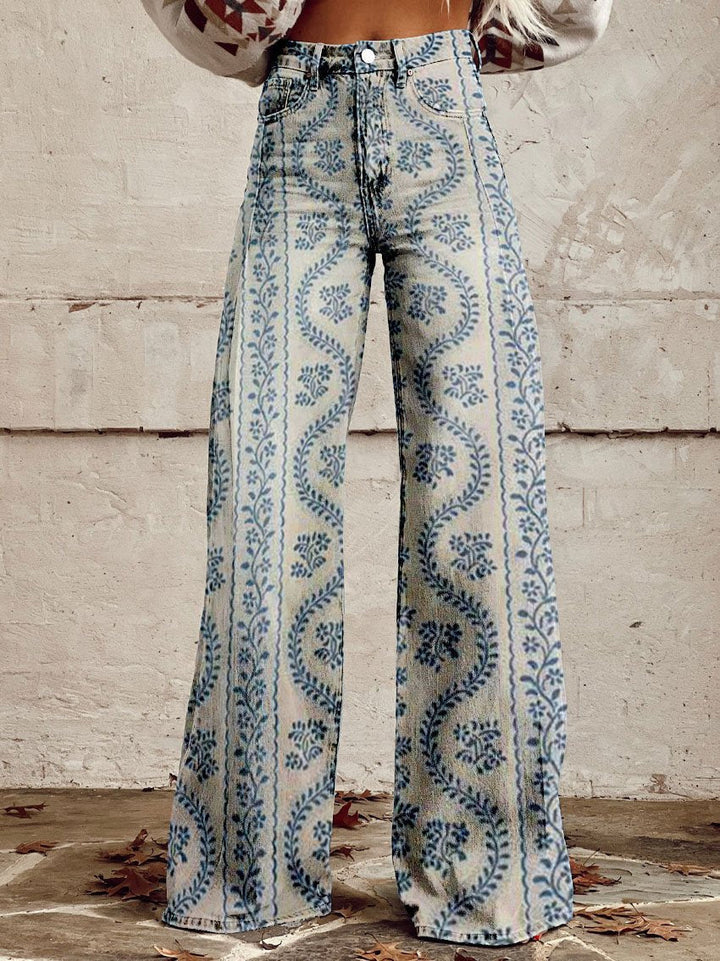 Women's casual wide leg jeans, comfortable loose fit pants for relaxed summer style.
