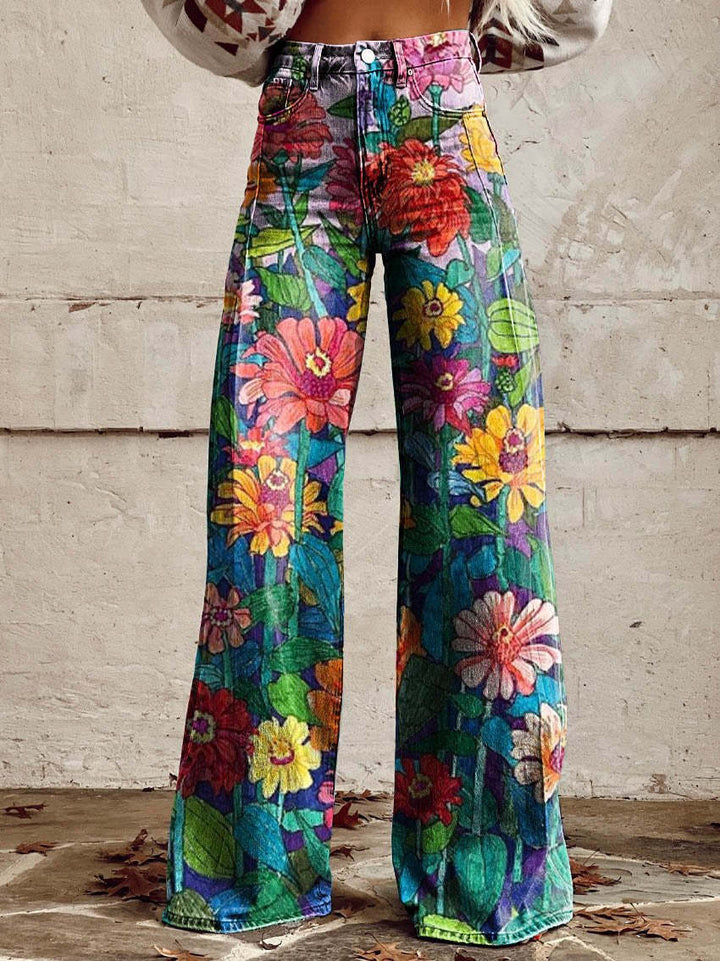 Stylish women's wide leg jeans, offering a relaxed fit for modern casual fashion.
