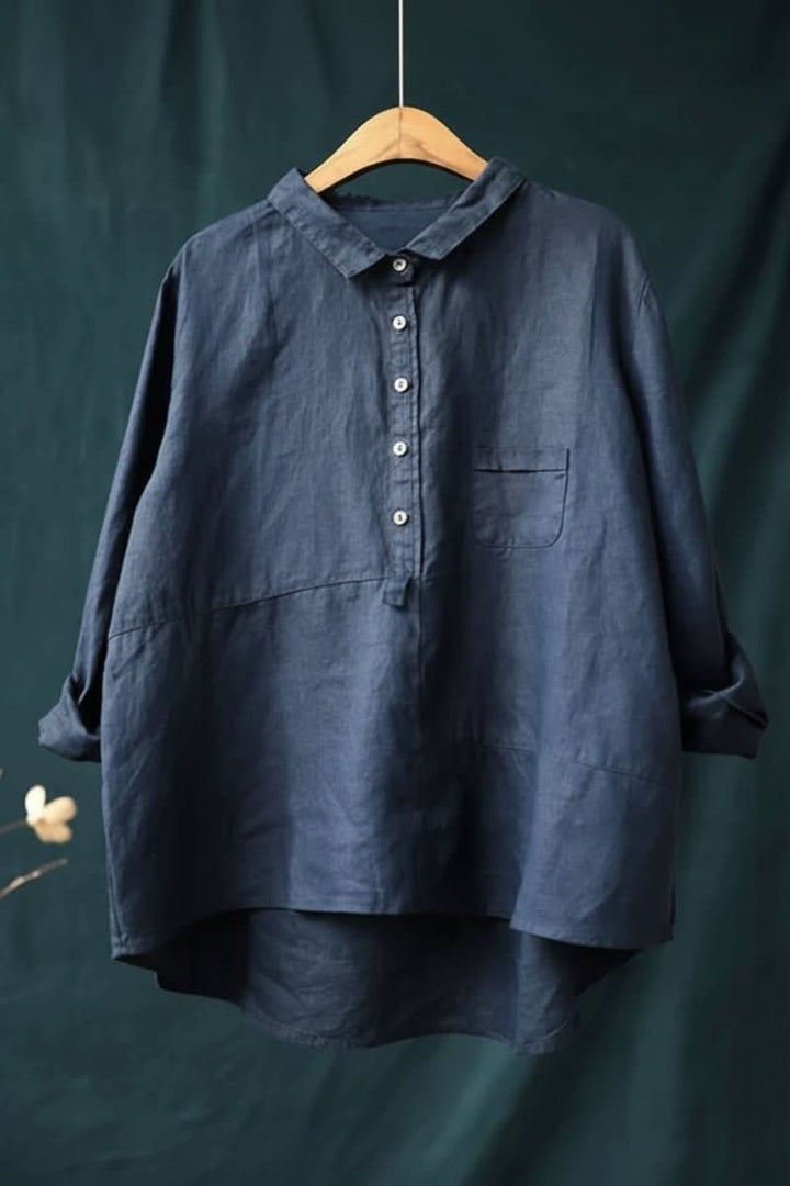 Stylish relaxed fit women's pullover blouse, an everyday top designed for timeless comfort.