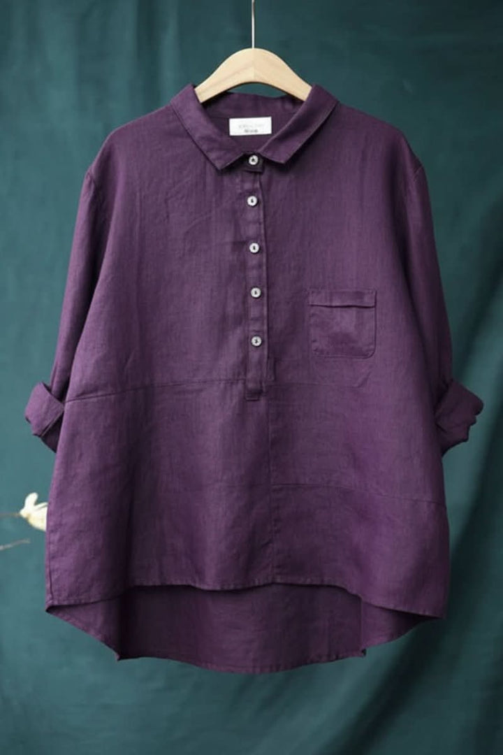 Chic spring & summer women's blouse, a relaxed fit hip-length top for smart casual occasions.