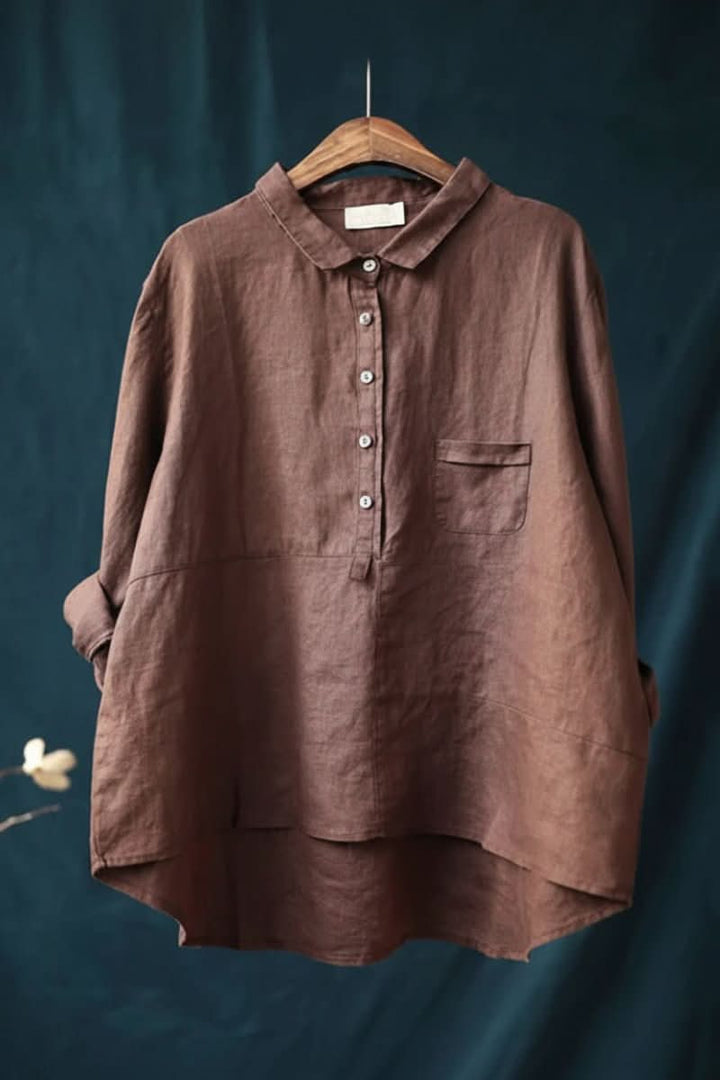 Soft women's casual pullover blouse, relaxed fit & hip-length, offering ultimate everyday comfort.