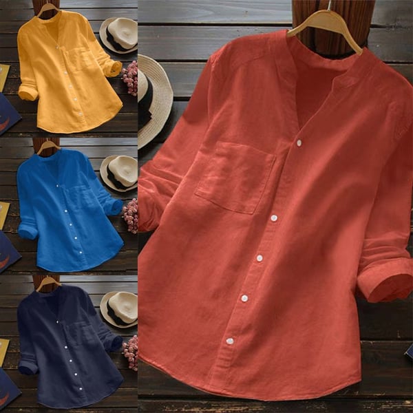 Chic solid color women's relaxed fit top, a breathable blouse for spring & summer fashion.
