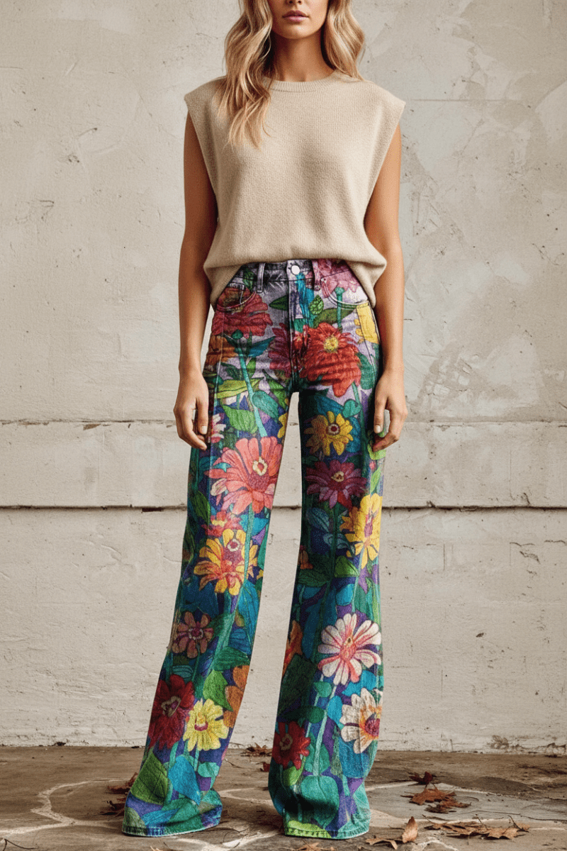 Loose fit women's summer pants, breathable denim with a relaxed and stylish design.