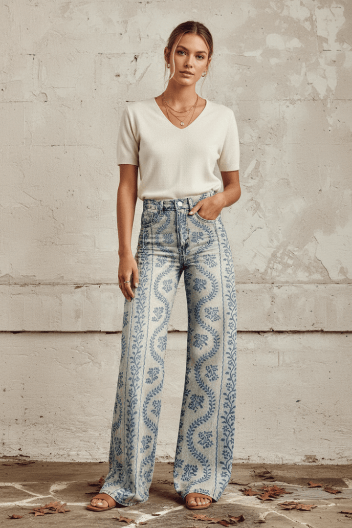 Stylish women's baggy summer jeans, breathable and relaxed fit for everyday comfort.