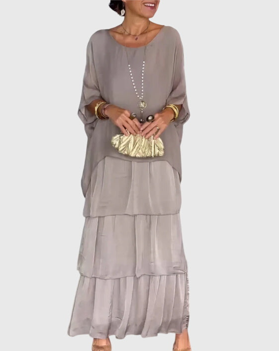 Women's formal maxi dress, button-up design & relaxed fit, ideal for elegant event styling.