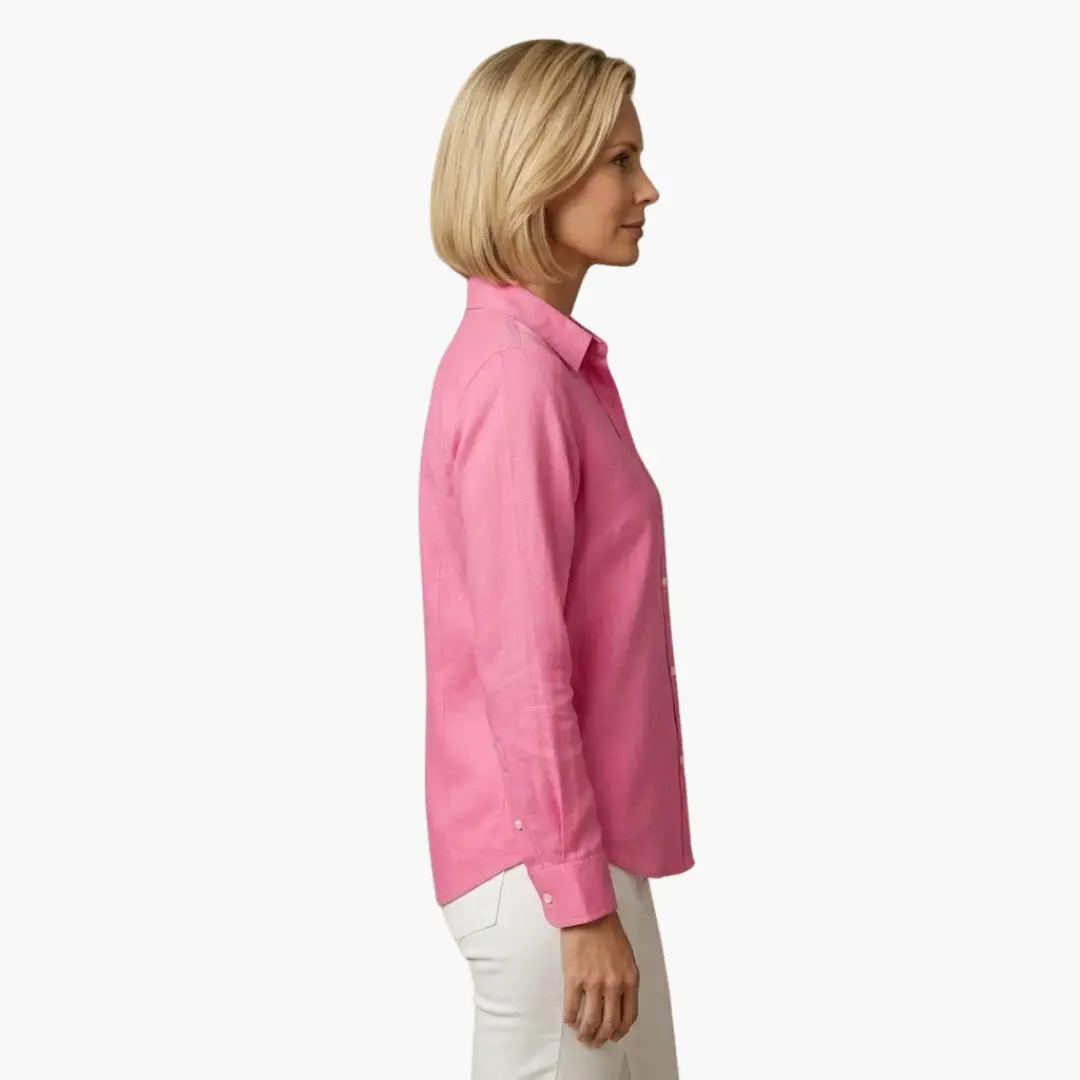 Everyday chic women's casual shirt featuring a button-up front, long sleeves, and a relaxed fit.