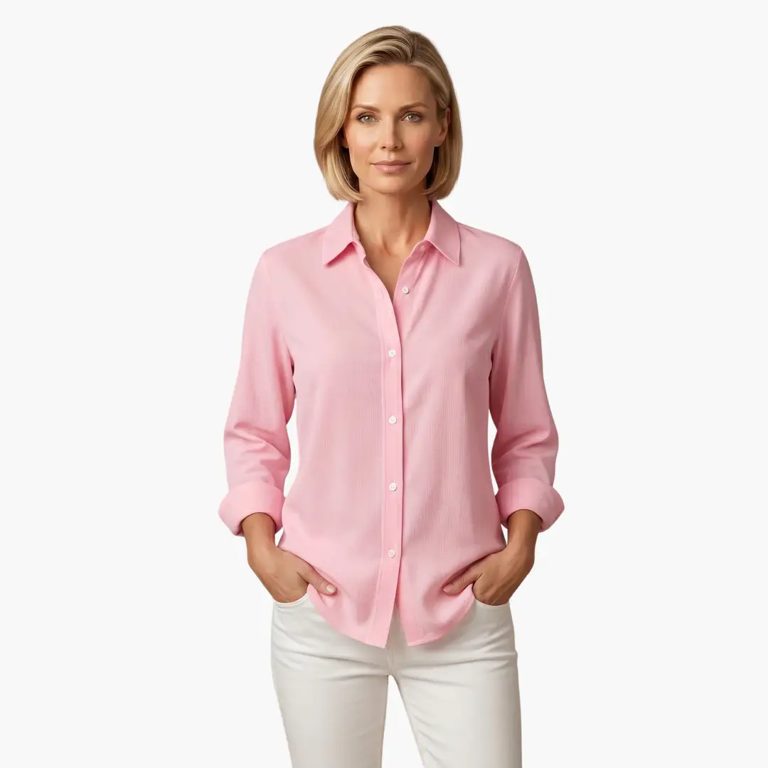 Women's versatile long sleeve button-up top, designed with a comfortable relaxed fit for any occasion.