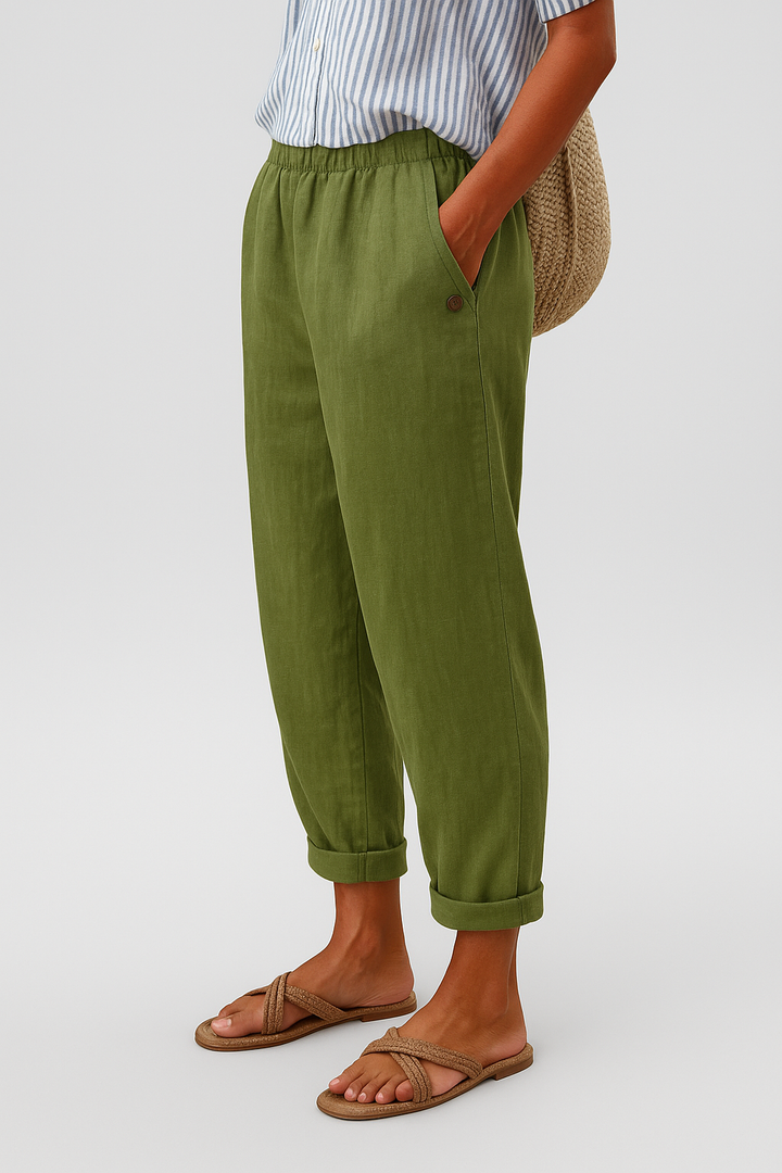 Stylish women's relaxed fit ankle length pants, ideal for versatile summer and travel wear.