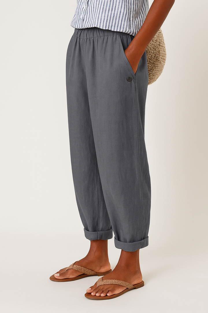 Versatile women's ankle pants with a relaxed fit, great for chic everyday casual or travel looks.
