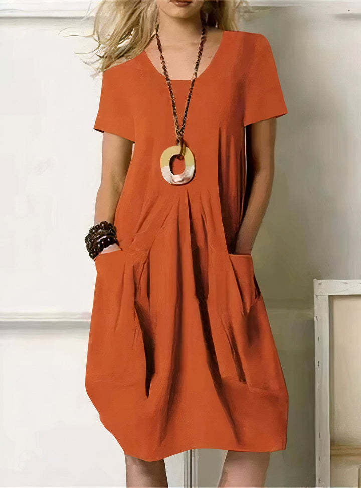 Versatile women's relaxed fit swing dress, perfect for comfortable everyday casual wear. Easy care and stylish for summer.