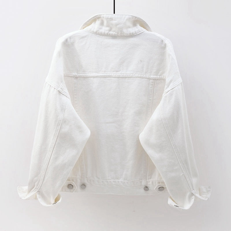 Blue denim jacket for women, relaxed fit, a versatile and stylish choice for casual wear.